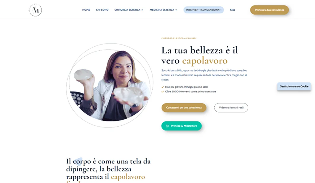 Sito web per chirurgo plastico realizzato da Luca Usai a Sassari